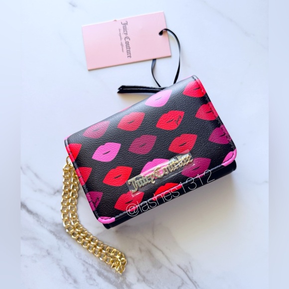 Juicy Couture Handbags - JUICY COUTURE Wallet Sealed with a Kiss Trifold - Black